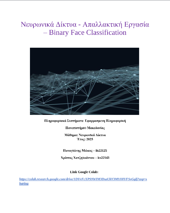 Neural Networks Term Project — Binary Face Classification